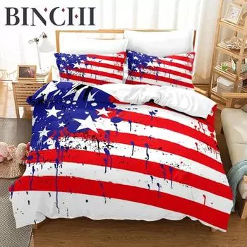 Пододеяльник с американским флагом, комплект постельного белья из микрофибры с красными и белыми полосками, тема «День независимости, свобода», пододеяльник для подростков 70x133cm 2pcs