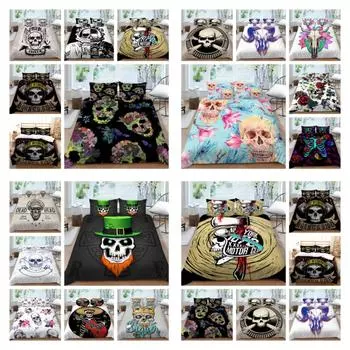 Пододеяльник с черепом, домашнее постельное белье, декор, современное покрывало, 3D череп, постельное белье, наволочка, комплект пододеяльников из микрофибры UK Single 135x200cm
