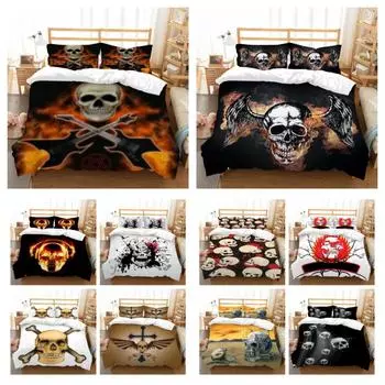 Пододеяльник с черепом, комплект постельного белья с 3D принтом, высококачественный домашний текстиль, модный комплект пододеяльников из полиэстера, комплект постельного белья королевского размера UK Single 135x200cm