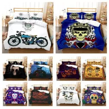 Пододеяльник с черепом, комплект постельного белья с принтом черепа, дизайн обложки, комплект постельного белья, домашний текстиль с наволочкой, комплект постельного белья одного размера для мальчиков UK Single 135x200cm