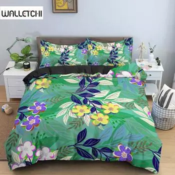 Пододеяльник с цветами King Queen, 3D-цветной цветочный принт, комплект постельного белья из полиэстера для подростков, взрослых, женщин, мягкий пододеяльник с листьями EU single(135x200cm)