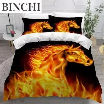 Пододеяльник с цветным пламенем, комплект постельного белья 3D Cool Fire для детей и девочек, мягкий пододеяльник из микрофибры с застежкой-молнией 70x133cm 2pcs