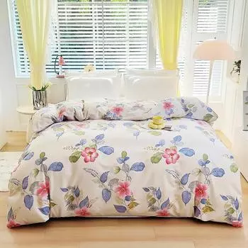 Пододеяльник с цветочным принтом, 100% хлопок, утолщенный, приятный для кожи, удобный, мягкий, фермерский цветочный узор, постельное белье 150x200cm Single 1Pc