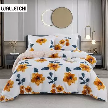 Пододеяльник с цветочным принтом, комплект из 3 предметов, 1 пододеяльник с цветочным принтом, 2 наволочки, мягкое постельное белье с растительным принтом US Twin-173x229