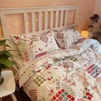 Пододеяльник с цветочным принтом принцессы + простыня + 2 наволочки без наполнителя, односпальное постельное белье размера «queen-size» для мальчиков и девочек AU-Sigle150x200 4pcs