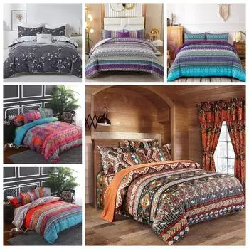 Пододеяльник с цветочным принтом в богемном стиле, комплект постельного белья, одинарные двойные наволочки размера «king-size» Single 135x200cm