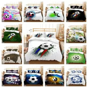 Пододеяльник с футбольным принтом, пододеяльник, дышащие пододеяльники для детей, подарок другу, крутой креативный домашний декор, моющееся постельное белье UK Single 135x200cm
