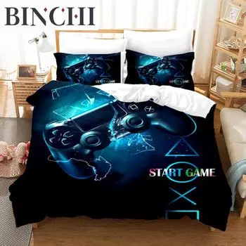 Пододеяльник с геймпадом, комплект постельного белья для детей, мальчиков, подростков, подарки, украшение для спальни, видеоигра, пододеяльник для молодежи, новый игровой контроллер EU single(135x200cm)