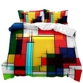 Пододеяльник с геометрическим рисунком, акварельная абстрактная живопись для одеяла, всесезонное двуспальное одеяло размера «king-size» из полиэстера 70x133cm 2pcs