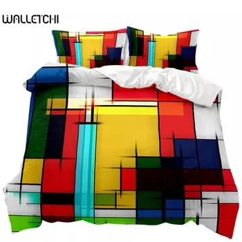 Пододеяльник с геометрическим рисунком, акварельная абстрактная живопись для одеяла, всесезонное двуспальное одеяло размера «king-size» из полиэстера EU single(135x200cm)