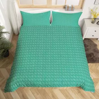 Пододеяльник с геометрическими полосками, полный комплект постельного белья в деревенском стиле, современная мода, эстетика, сетка, полосатый чехол для одеяла 135x200cm 2pcs