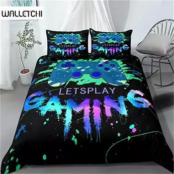 Пододеяльник с игровой ручкой для мальчиков, одеяло для видеоигр, чехол для кровати для мальчиков-подростков, украшение для спальни, геймпад, контроллер, пододеяльник EU single(135x200cm)