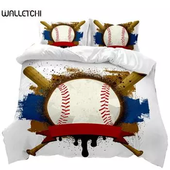 Пододеяльник с изображением бейсбольной биты, комплект постельного белья для детей и подростков, 3D-футбол, спортивный двойной чехол из полиэстера Queen King Size EU single(135x200cm)