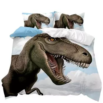 Пододеяльник с изображением динозавра Юрского периода Тираннозавр Рекс Свирепые создания Хищники Комплект постельного белья Полный размер Queen King Полиэстеровый пододеяльник 70x133cm 2pcs