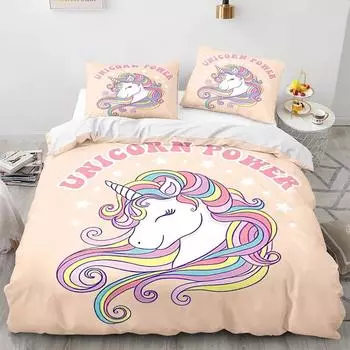 Пододеяльник с изображением единорога, мультяшная галактика, радуга, красочный единорог, милая романтическая тема для детей и девочек, полиэстеровый чехол для одеяла 70x133cm 2pcs