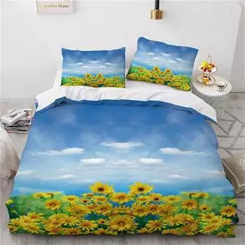 Пододеяльник с изображением голубого неба и белых облаков из микрофибры с изображением природных пейзажей и цветов, комплект постельного белья с изображением животных и птиц, покрывало для декора спальни EU single(135x200cm)