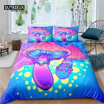 Пододеяльник с изображением грибов и бохо-лорда Будды, комплект постельного белья в экзотическом индийском стиле, полиэстеровое одеяло, размер Queen Size EU single(135x200cm)