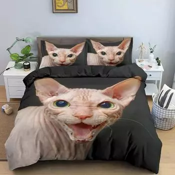 Пододеяльник с изображением канадского сфинкса и кошки King Queen Lovely Pet Kitty, комплект постельного белья для детей, подростков и взрослых, с милым животным, мягкий полиэстеровый пододеяльник 70x133cm 2pcs
