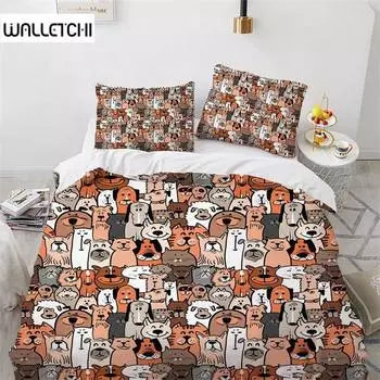 Пододеяльник с изображением мультяшного монстра размера King Queen, милый комплект постельного белья с забавными животными для детей, мальчиков и девочек, полиэстеровый чехол для одеяла в стиле аниме EU Single 135x200cm