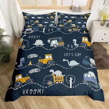 Пододеяльник с изображением мультяшной машинки, детский комплект постельного белья с изображением дорожной карты города и транспорта для декора детской комнаты для мальчиков, покрывало с изображением машинки и геометрическими линиями 70x133cm 2pcs