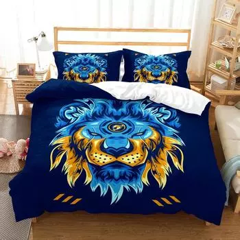 Пододеяльник с изображением мультяшных животных для детей, размер King Queen, милый котенок ест еду в западном стиле, комплект постельного белья из полиэстера с изображением животных EU Single 135x200cm