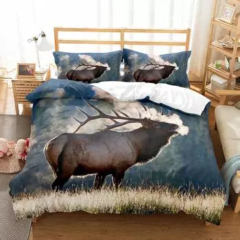 Пододеяльник с изображением оленя и дикой природы King Queen, комплект постельного белья с изображением оленя и диких животных, покрывало из полиэстера 70x133cm 2pcs