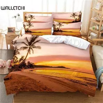 Пододеяльник с изображением пляжа и летних пейзажей на Гавайях, комплект постельного белья Twin Full King для девочек и мальчиков, микрофибра, тропические деревья, пододеяльник EU single(135x200cm)