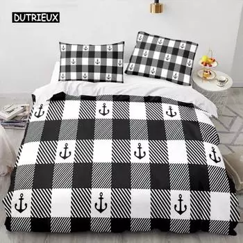 Пододеяльник с изображением якоря, темно-синий комплект постельного белья с изображением океана, пододеяльник для детей, мальчиков, подростков, украшение для спальни, полиэстер, морская тематика EU single(135x200cm)