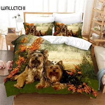 Пододеяльник с изображением щенка, милого питомца, собаки, комплект постельного белья из микрофибры с изображением животных, полный размер для детской спальни для мальчиков и девочек EU single(135x200cm)