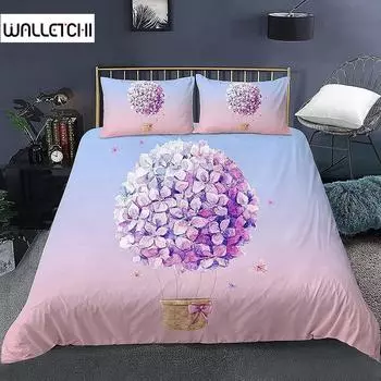 Пододеяльник с изображением воздушного шара, комплект постельного белья King Queen, полноразмерный полиэстеровый комплект постельного белья для детей, мальчиков и девочек с наволочкой EU single(135x200cm)