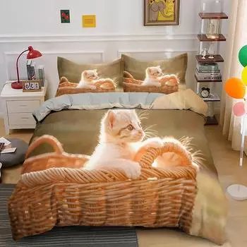 Пододеяльник с изображением животных и кошек King Queen, черный, белый, забавный, милый, питомец, кошечка, комплект постельного белья для детей, подростков, взрослых, модный, мягкий, наволочка cot size 70x133cm