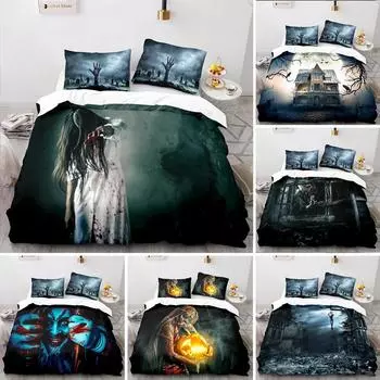 Пододеяльник с изображением зомби на тему ужасов, чехол для постельного белья из микрофибры, готический жуткий комплект постельного белья Twin Queen для подростков, взрослых, мужчин 70x133cm 2pcs