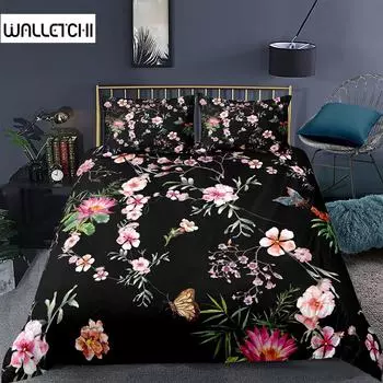 Пододеяльник с изящными цветами для взрослых, роскошный комплект постельного белья с розовыми цветами и 3D-печатью, полиэстеровый пододеяльник размера King Queen EU single(135x200cm)