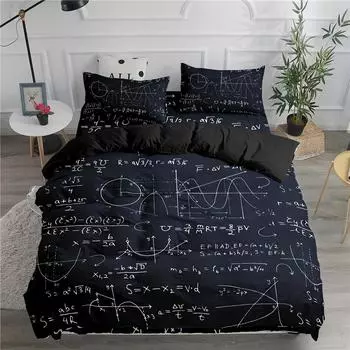 Пододеяльник с математическими формулами, комплект постельного белья для спальни, гостевой комнаты, трехпредметный комплект с 3D цифровой печатью EU single 135*200