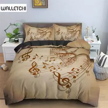 Пододеяльник с музыкальной тематикой из микрофибры с музыкальными символами, чехол для одеяла с узором «скрипка-пианино», комплект постельного белья Twin King Single Queen Size EU single(135x200cm)