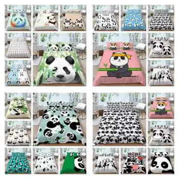 Пододеяльник с пандой, 3D домашние покрывала, мультяшный размер королевы, постельное белье, дышащее пододеяльник, роскошные комплекты постельного белья UK Single 135x200cm