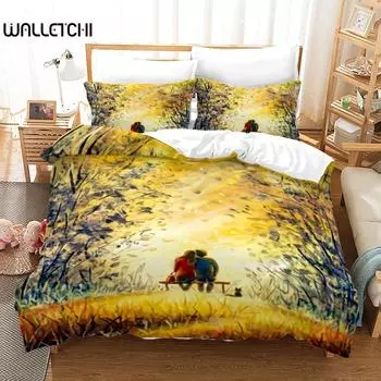 Пододеяльник с парной тематикой, подарок на День святого Валентина для пары, жены, комплект постельного белья из полиэстера, размер King Queen, полноразмерный пододеяльник EU single(135x200cm)