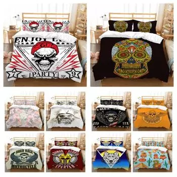 Пододеяльник с принтом черепа, пододеяльник, улучшенный чехол для постельного белья из микрофибры, костюм для мальчиков-подростков, домашний комплект постельного белья UK Single 135x200cm