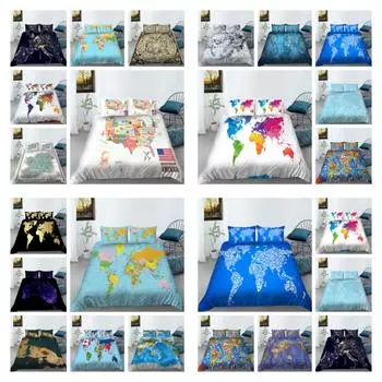 Пододеяльник с принтом карты, спортивный домашний постельный комплект, постельное белье королевского размера для мальчиков и девочек, мужчин и женщин, постельное белье высокого качества, комплект постельного белья высокого качества UK Single 135x200cm