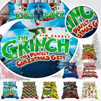 Пододеяльник с принтом рождественских украшений. Супермягкая матовая микрофибра для двуспальной кровати. Удобный комплект с застежкой-молнией и 2 наволочками. One Size