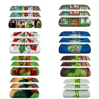 Пододеяльник с принтом рождественских украшений. Супермягкая матовая микрофибра для двуспальной кровати. Удобный комплект с застежкой-молнией и 2 наволочками. One Size