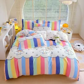 Пододеяльник с принтом в полоску и клеточку, стеганое покрывало из кашемира и саржи, двуспальное, большой размер, постельное белье 150x200 180x220 200x230 Only 2 pillowcases