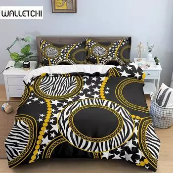 Пододеяльник с принтом золотой цепи, комплект из 2/3 предметов, роскошный комплект постельного белья размера King Queen, пододеяльник из микрофибры в скандинавском стиле EU single(135x200cm)