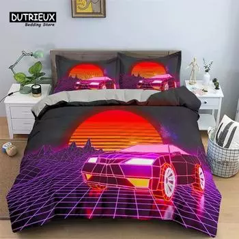 Пододеяльник с японскими волнами из микрофибры с абстрактным геометрическим узором, комплект постельного белья в психоделическом стиле для девочек-подростков, спальня EU Single 135x200cm