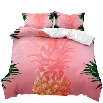 Пододеяльник с рисунком ананаса, белый комплект постельного белья для двоих подростков и взрослых, желтый, абстрактный, тропические фрукты, ананас, полиэстер, одеяло, покрывало 70x133cm 2pcs
