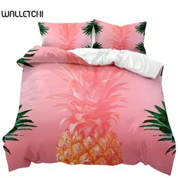 Пододеяльник с рисунком ананаса, белый комплект постельного белья для двоих подростков и взрослых, желтый, абстрактный, тропические фрукты, ананас, полиэстер, одеяло, покрывало 135x200cm 2pcs
