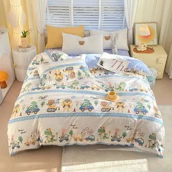 Пододеяльник с рисунком для детской спальни, односпальная двуспальная кровать, мягкий комплект из 100% хлопка, пододеяльник и наволочка для взрослых EU-Sigle135x200 3pcs
