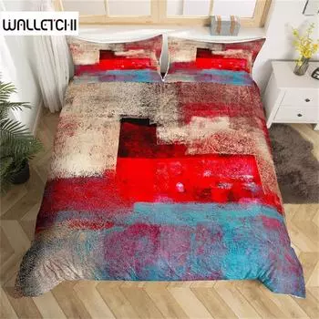 Пододеяльник с рисунком граффити, красно-коричневый комплект постельного белья, набор для масляной живописи для подростков, юноши, акварельные жидкие чернила, покрывало для комнаты EU single(135x200cm)
