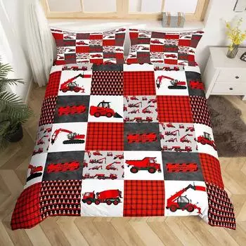 Пододеяльник с рисунком грузовика, полиэстеровый чехол для одеяла с рисунком автомобиля, размер King Queen для детей, мальчиков и девочек, комплект постельного белья с наволочкой EU Single 135x200cm