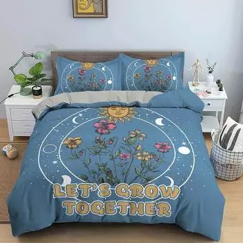 Пододеяльник с рисунком из мультфильма Детский комплект постельного белья с рисунком подсолнуха Постельное белье King Queen для подростков 70x133cm 2pcs